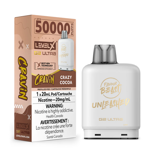 Level X Unleashed G2 Ultra Pods  Cravin' Crazy Cocoa Vape Pod 50,000 puffs
