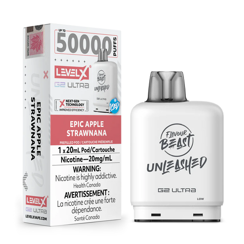 Level X Unleashed G2 Ultra Pod  Epic Apple Strawnana (Iced) Vape Pod 50,000 puffs